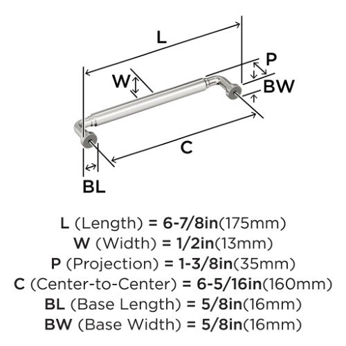 Coble Zinc Polished Nickel Cabinet Pull 12
