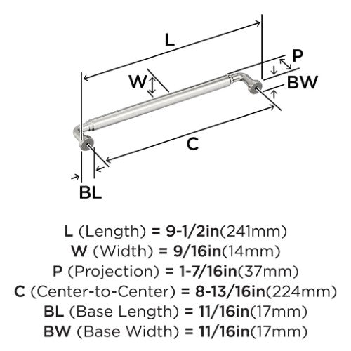 Coble Zinc Polished Nickel Cabinet Pull 16