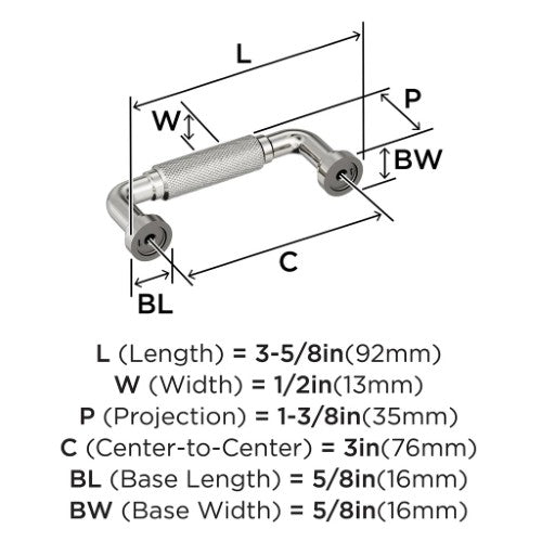Collet Zinc Polished Nickel Cabinet Pull 9