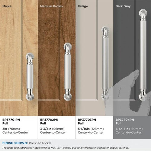 Cowrie Zinc Polished Nickel Cabinet Pull 37