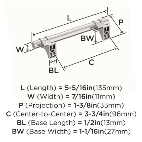 Davenport Zinc Polished Nickel Cabinet Pull 13