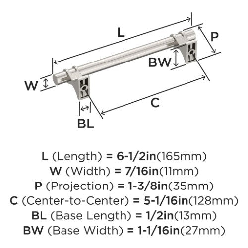Davenport Zinc Polished Nickel Cabinet Pull 14