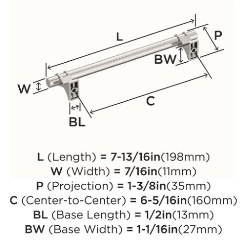 Davenport Zinc Polished Nickel Cabinet Pull 15