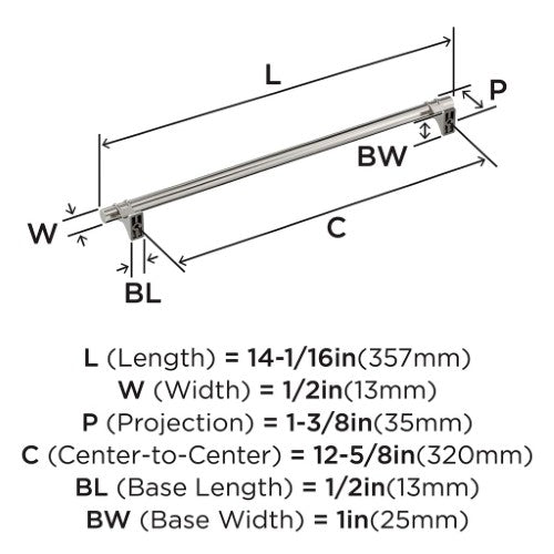 Davenport Zinc Polished Nickel Cabinet Pull 11