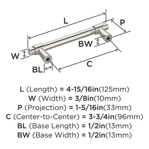 Destine Zinc Polished Nickel Cabinet Pull 10