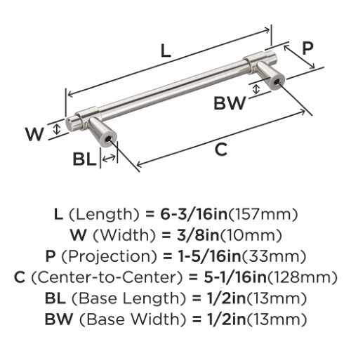 Destine Zinc Polished Nickel Cabinet Pull 11