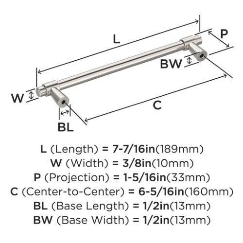 Destine Zinc Polished Nickel Cabinet Pull 12