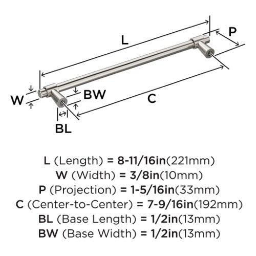 Destine Zinc Polished Nickel Cabinet Pull 13
