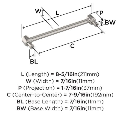 Dupont Circle Zinc Polished Nickel Cabinet Pull 14