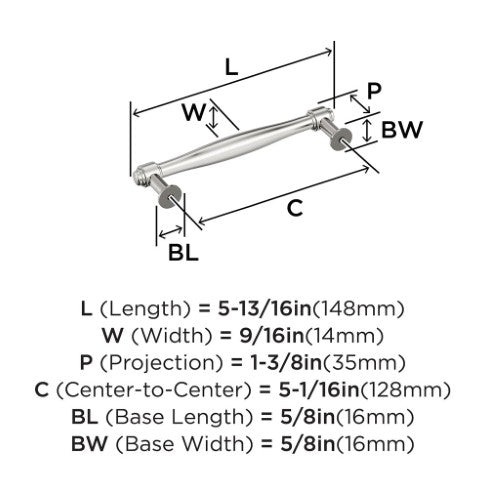 Enlivity Zinc Polished Nickel Cabinet Pull 14