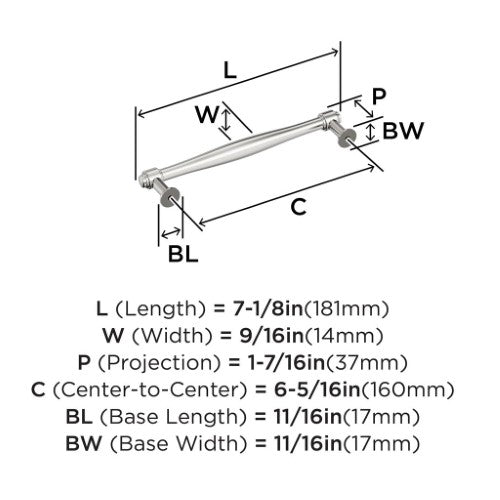 Enlivity Zinc Polished Nickel Cabinet Pull 15