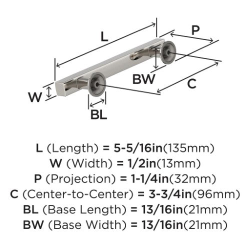Everett Zinc Polished Nickel Cabinet Pull 9