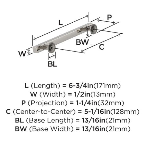 Everett Zinc Polished Nickel Cabinet Pull 10