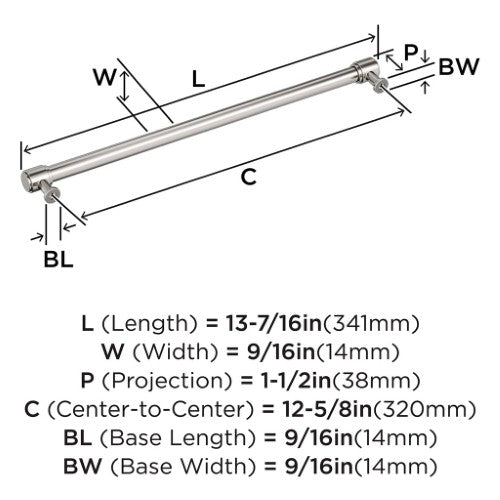 Faircrest Zinc & Steel Polished Nickel Cabinet Pull 10