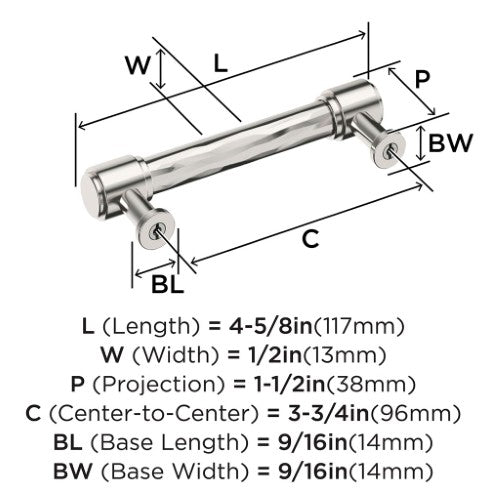 Fairfax Zinc Polished Nickel Cabinet Pull 8