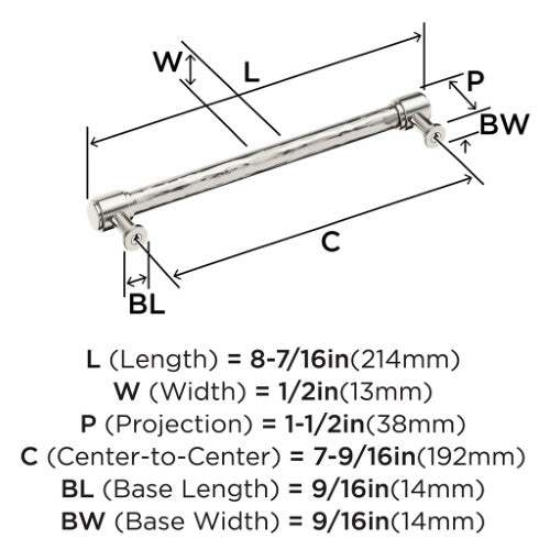Fairfax Zinc Polished Nickel Cabinet Pull 11