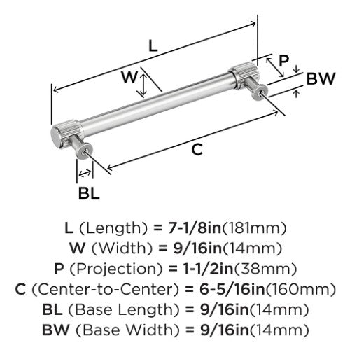 Farewind Zinc Polished Nickel Cabinet Pull 14