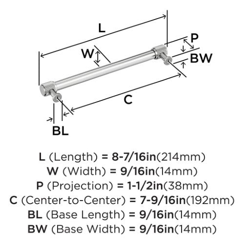 Farewind Zinc Polished Nickel Cabinet Pull 15