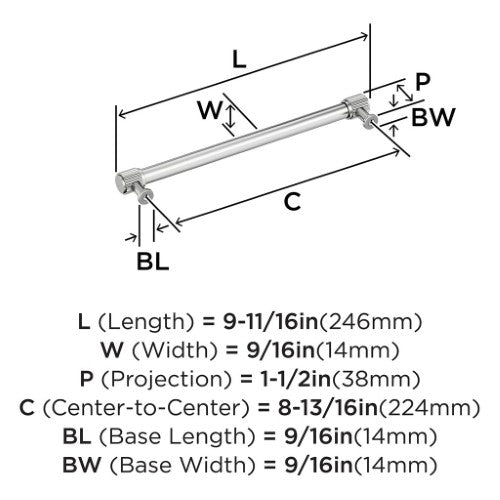 Farewind Zinc Polished Nickel Cabinet Pull 16