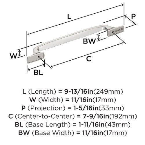 Highland Ridge Zinc Polished Nickel Cabinet Pull 13