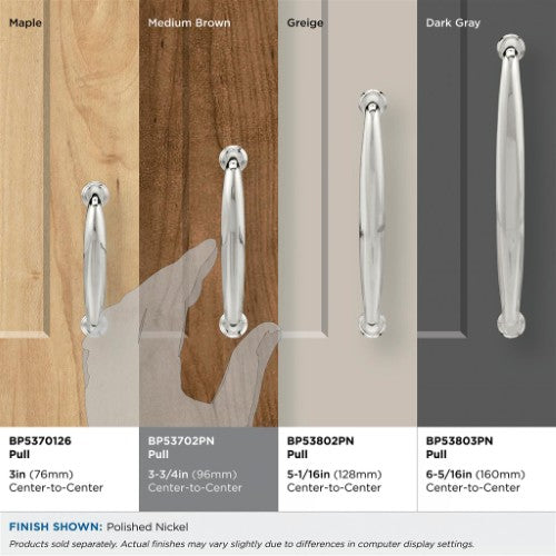 Kane Zinc Polished Nickel Cabinet Pull 37