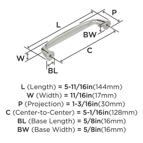 Kane Zinc Polished Nickel Cabinet Pull 9
