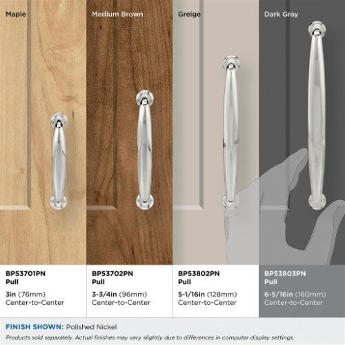 Kane Zinc Polished Nickel Cabinet Pull 35