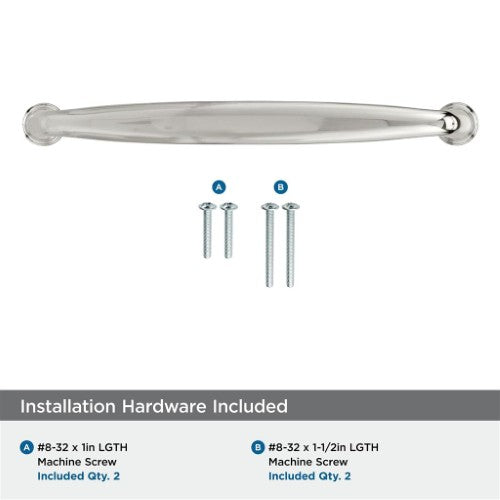 Kane Zinc Polished Nickel Cabinet Pull 19