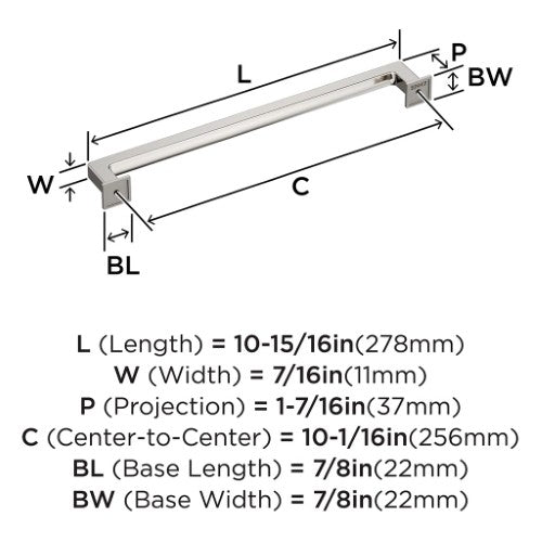 Lintel Zinc Polished Nickel Cabinet Pull 9