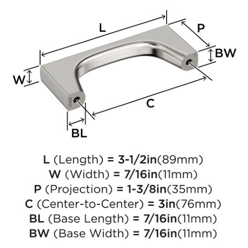 Merced Zinc Polished Nickel Cabinet Pull 10