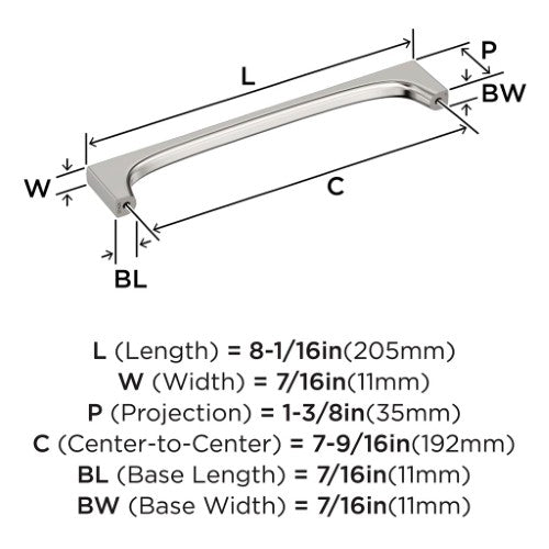 Merced Zinc Polished Nickel Cabinet Pull 14