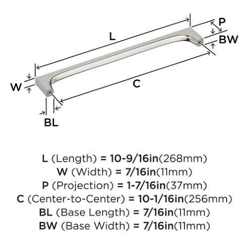 Merced Zinc Polished Nickel Cabinet Pull 9