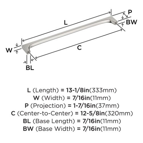 Merced Zinc Polished Nickel Cabinet Pull 16