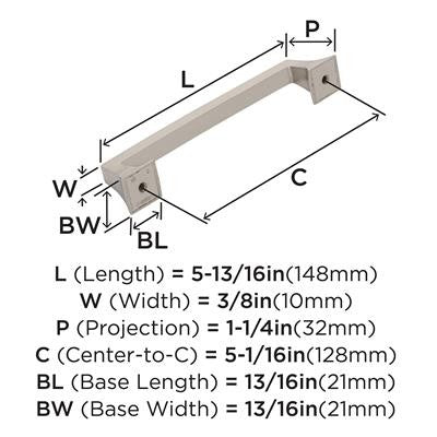 Mulholland Zinc Polished Nickel Cabinet Pull 10