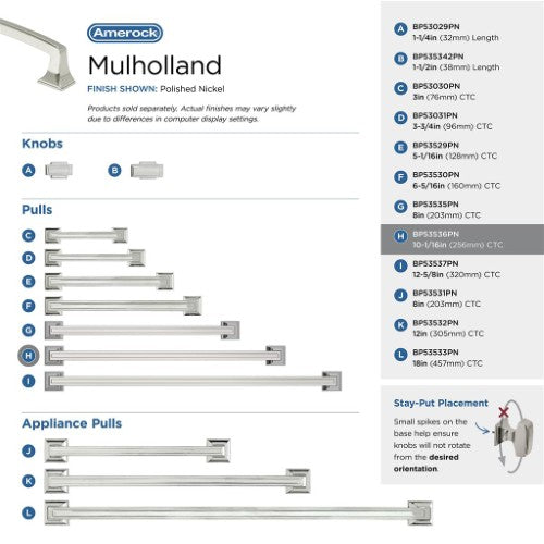 Mulholland Zinc Polished Nickel Cabinet Pull 30
