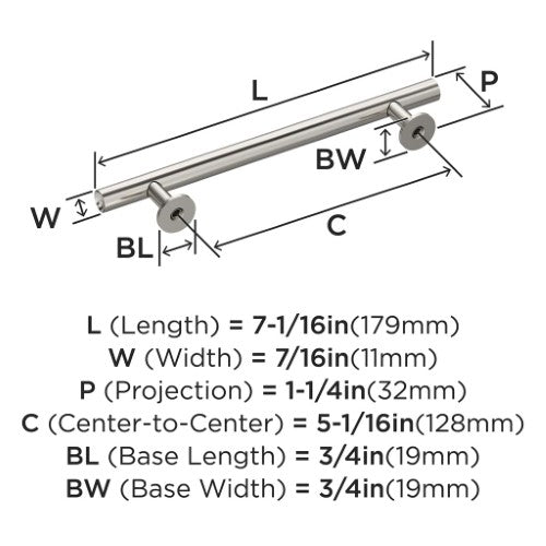 Radius Stainless Steel Polished Nickel Cabinet Pull 11