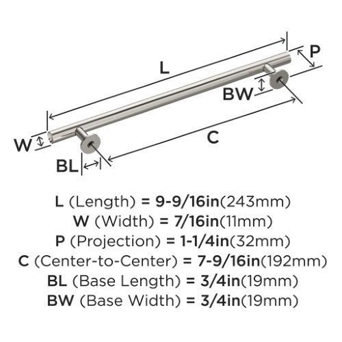 Radius Stainless Steel Polished Nickel Cabinet Pull 13