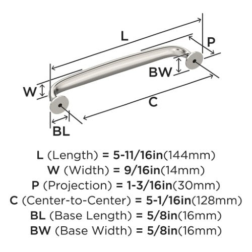 Renown Zinc Polished Nickel Cabinet Pull 11