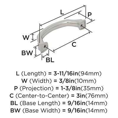 Revitalize Zinc Polished Nickel Cabinet Pull 10