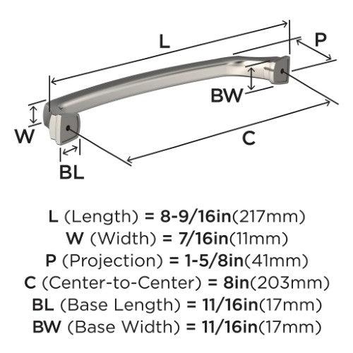 Revitalize Zinc Polished Nickel Cabinet Pull 14