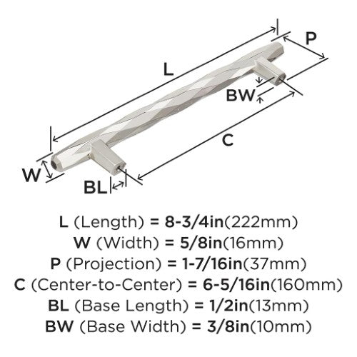 St. Vincent Zinc Polished Nickel Cabinet Pull 10