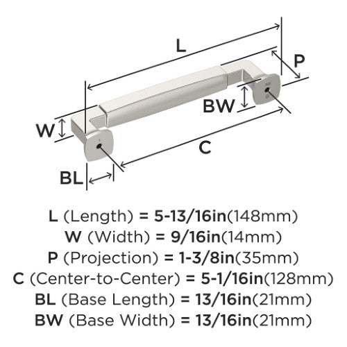 Stature Zinc Polished Nickel Cabinet Pull 11