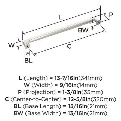 Stature Zinc Polished Nickel Cabinet Pull 16