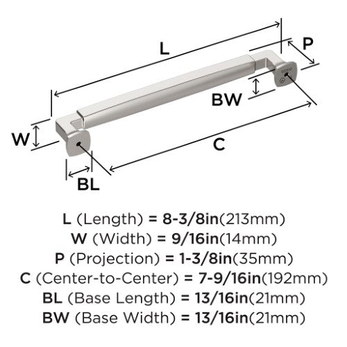 Stature Zinc Polished Nickel Cabinet Pull 13
