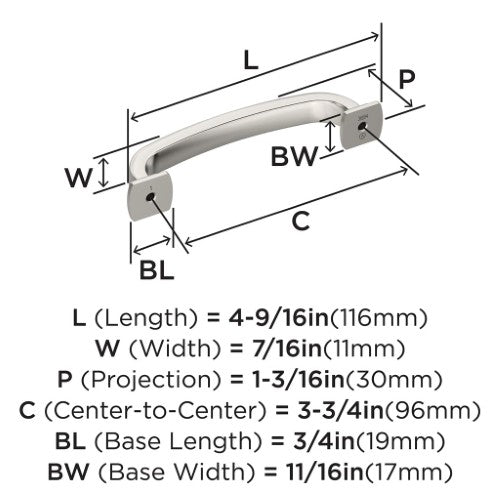 Surpass Zinc Polished Nickel Cabinet Pull 10