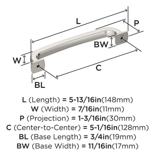 Surpass Zinc Polished Nickel Cabinet Pull 11
