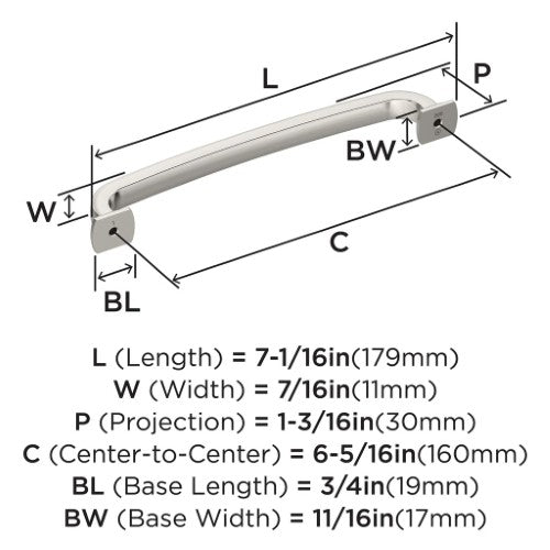 Surpass Zinc Polished Nickel Cabinet Pull 12