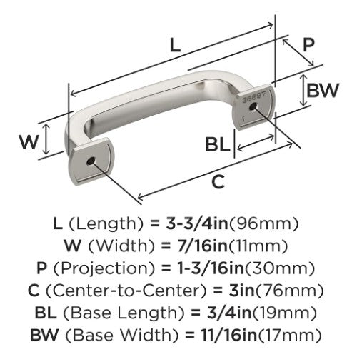 Surpass Zinc Polished Nickel Cabinet Pull 9