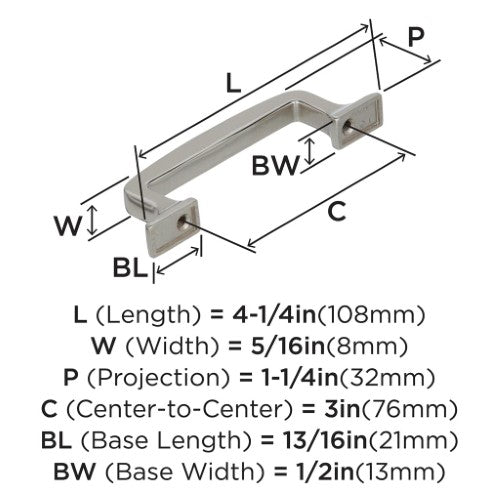 Westerly Zinc Polished Nickel Cabinet Pull 9