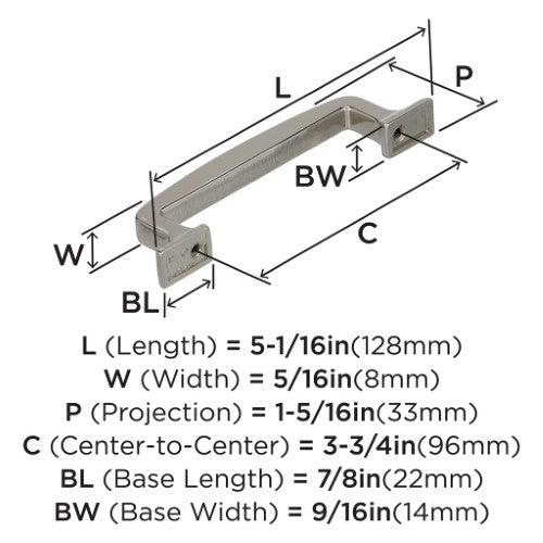 Westerly Zinc Polished Nickel Cabinet Pull 12